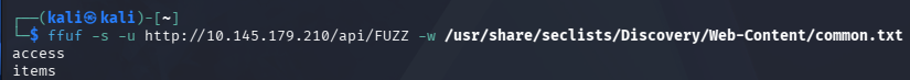 Ffuf API endpoint discovery results